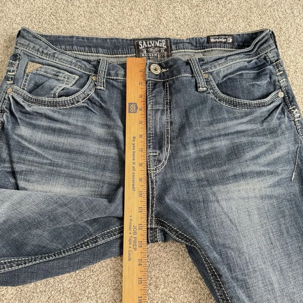 Salvage Supply Company Mayhem Bootcut Jeans Mens Buckle Dark Wash Size 38R